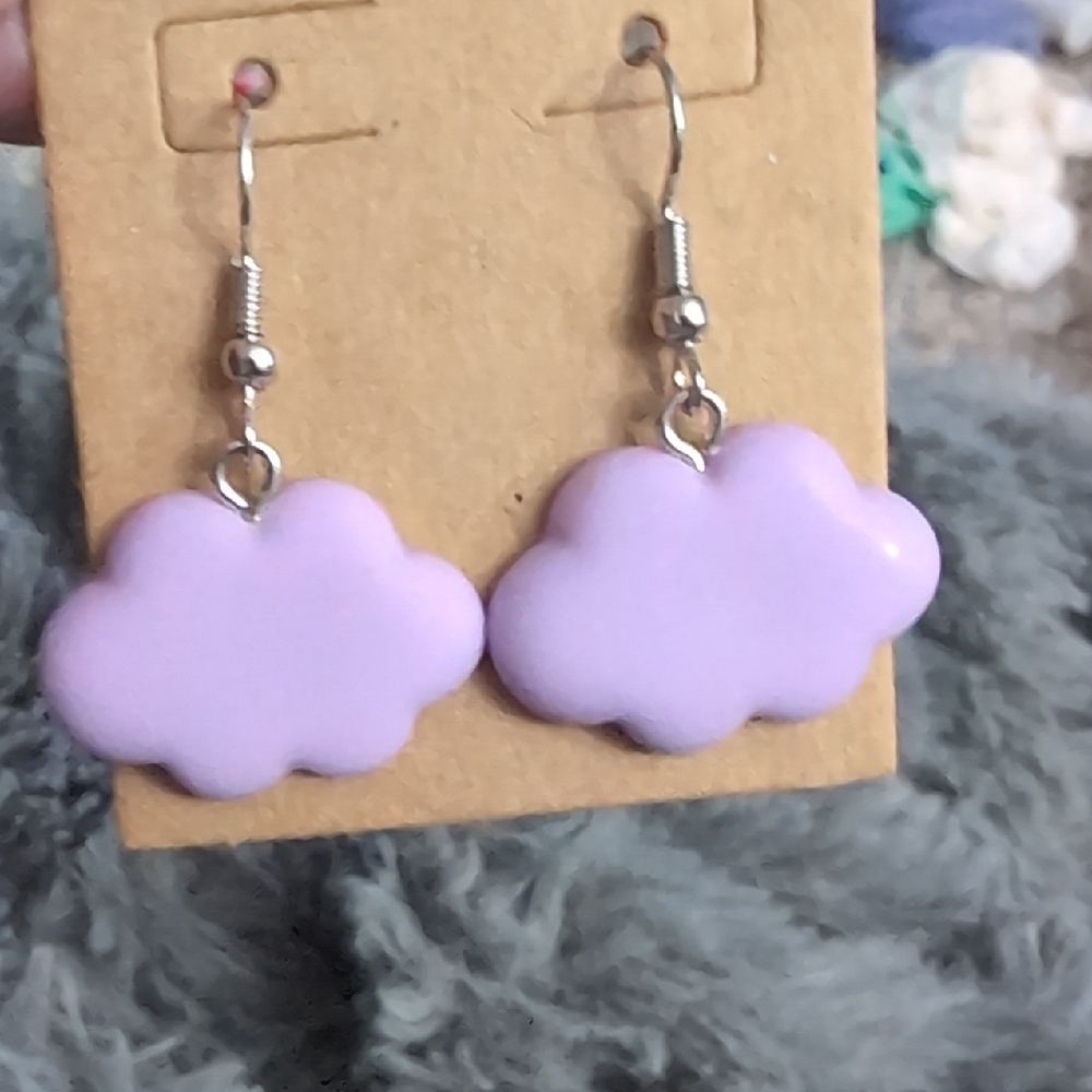 Hand Crafted Purple Cloud Earrings